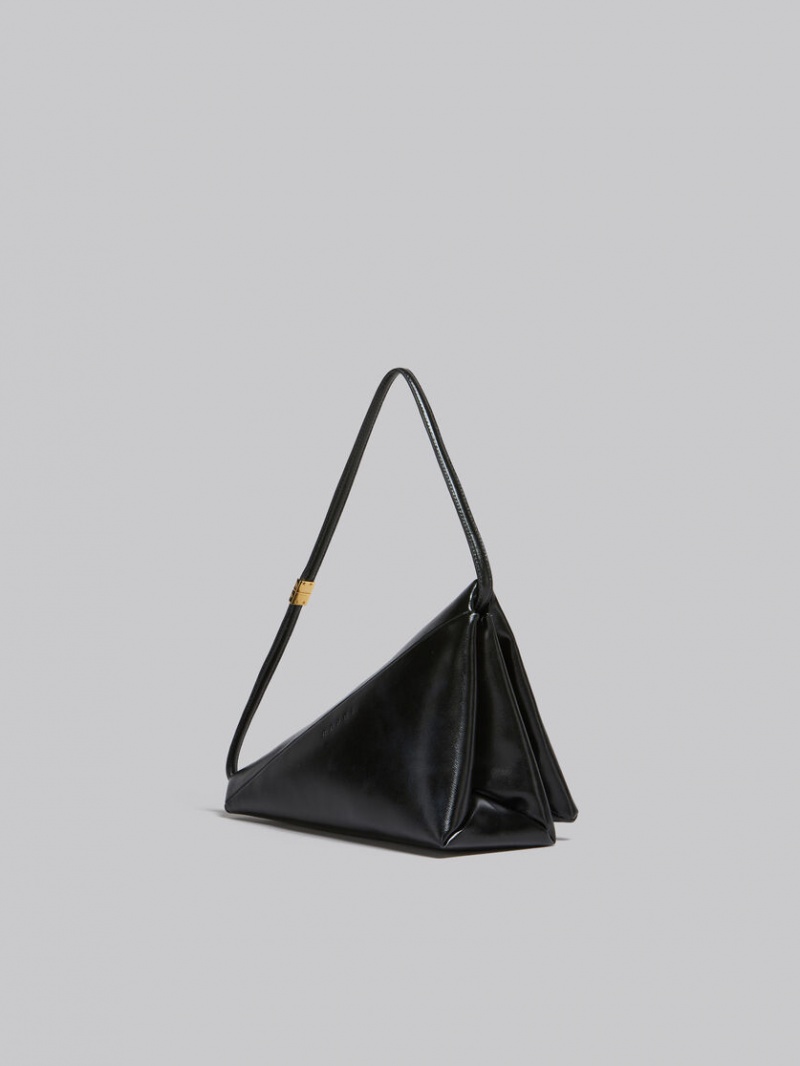 Marni Leren Prisma Triangle Bag Zwart | LBESX73797