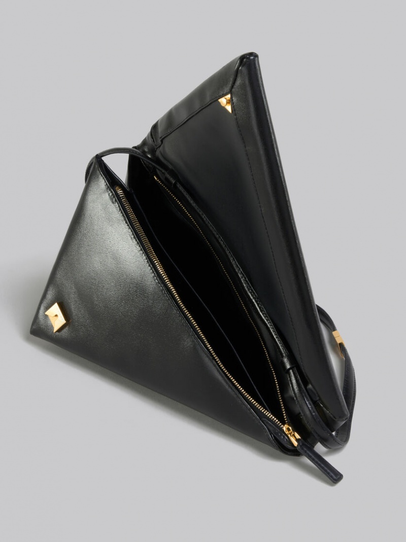 Marni Leren Prisma Triangle Bag Zwart | LBESX73797