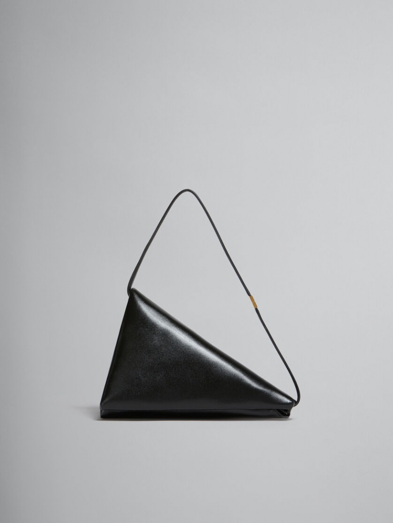 Marni Leren Prisma Triangle Bag Zwart | LBESX73797