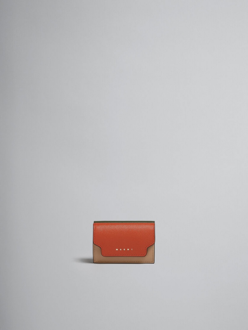 Marni Leren Tri-fold Wallet Bruin | UBETG37751