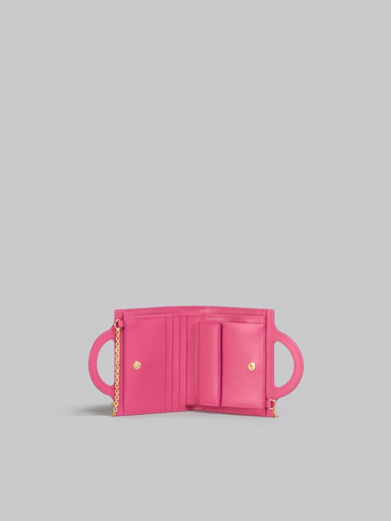 Marni Leren Tropicalia Wallet With Chain Riemen Roze | BEIIZ86938