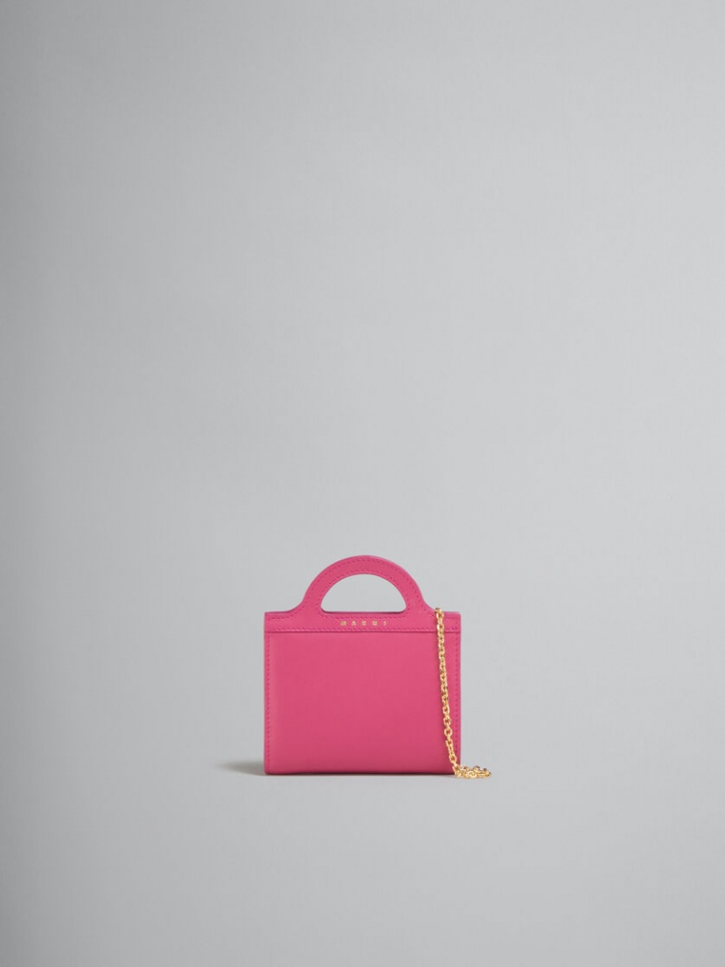 Marni Leren Tropicalia Wallet With Chain Riemen Roze | BEIIZ86938