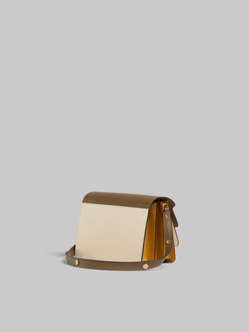 Marni Leren Trunk Bag Bruin Wit Oranje | BEXBR22483