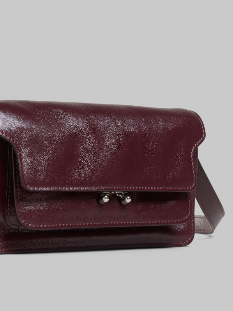 Marni Leren Trunk Soft Bag Rood | TBEPQ29891