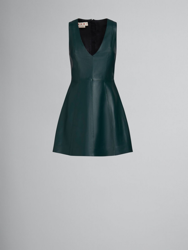 Marni Leren With V-neck Groen | BBESO54922