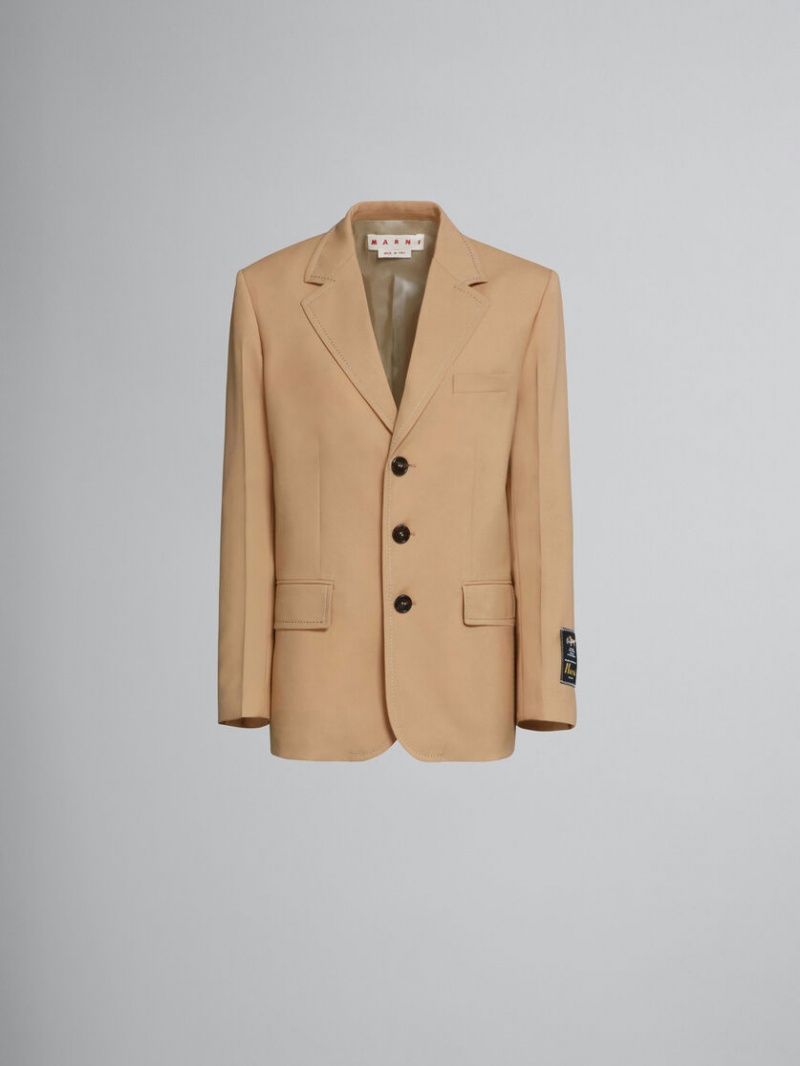 Marni Long Blazer In Beige Tropical Wol Beige | EBEVG89008