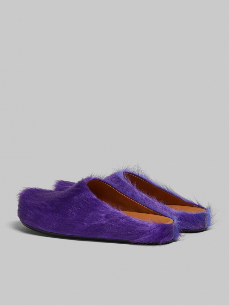 Marni Long Hair Calfskin Fussbett Sabot Paars | BEJZR84993