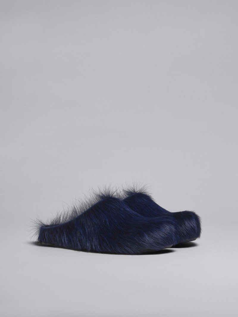 Marni Long-hair Calfskin Fussbett Sabot Blauw | BENEJ47796