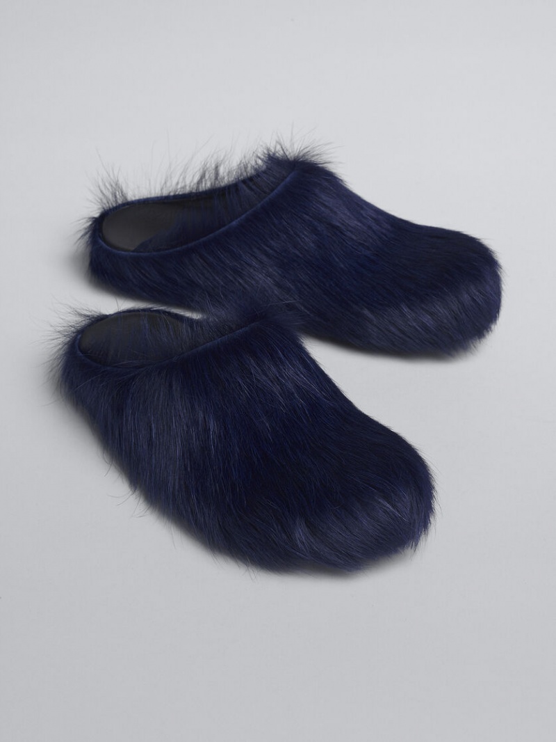 Marni Long-hair Calfskin Fussbett Sabot Blauw | BENEJ47796