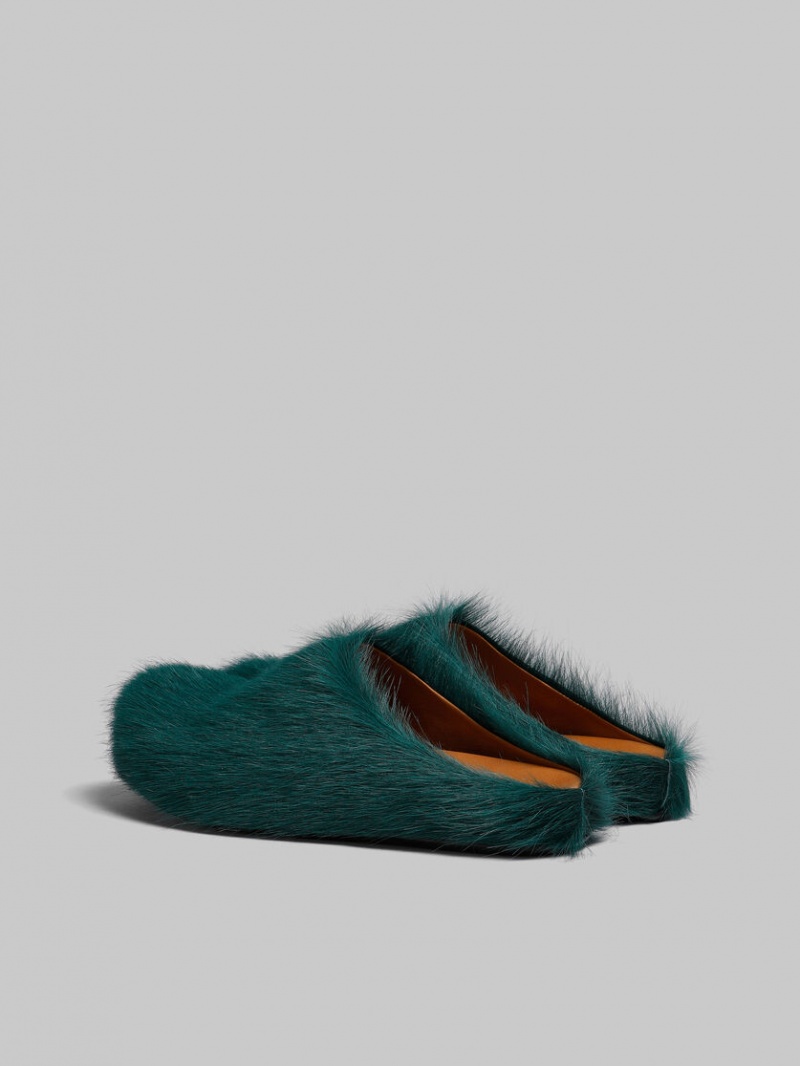 Marni Long-hair Calfskin Fussbett Sabot Groen | SBENY27393