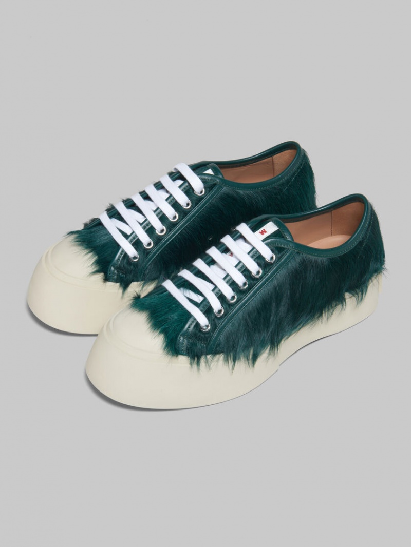 Marni Long-hair Calfskin Pablo Kanten-up Sneaker Groen | BEXBR59005