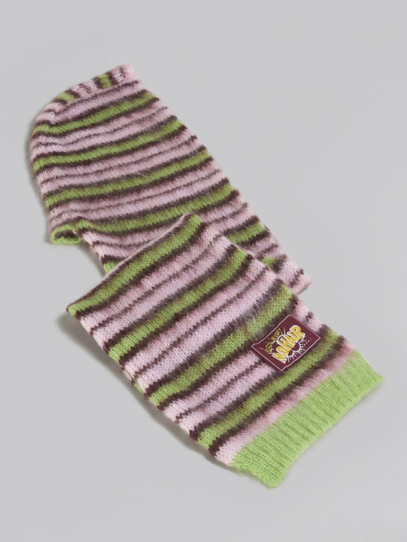 Marni Mohair And Wol Hat-scarf Roze Groen | BEIIZ85332