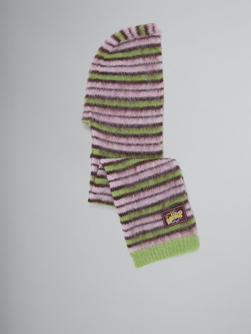 Marni Mohair And Wol Hat-scarf Roze Groen | BEIIZ85332