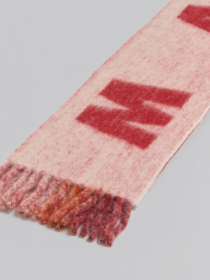 Marni Mohair And Wol Scarf With Maxi Logo Roze | DBEKV76674