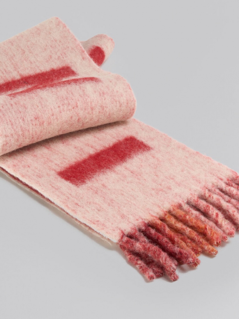 Marni Mohair And Wol Scarf With Maxi Logo Roze | DBEKV76674