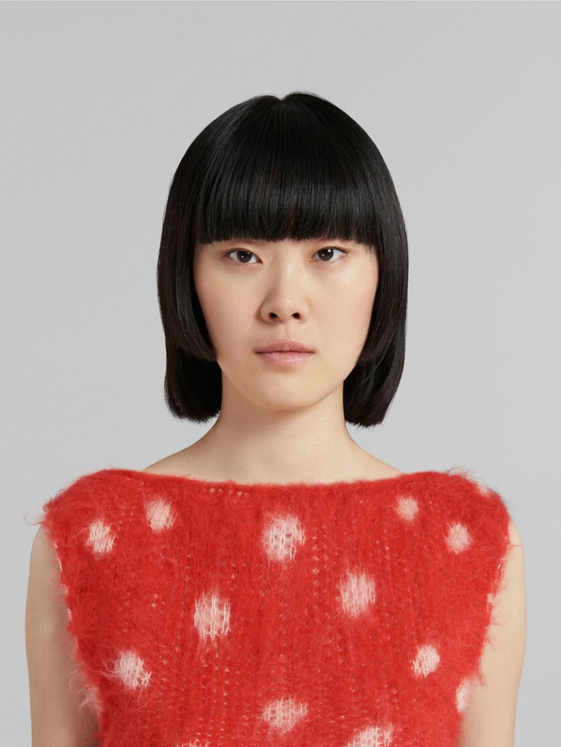 Marni Mohair Mouwloos Jumper With Polka Dots Rood | BEIIZ58294