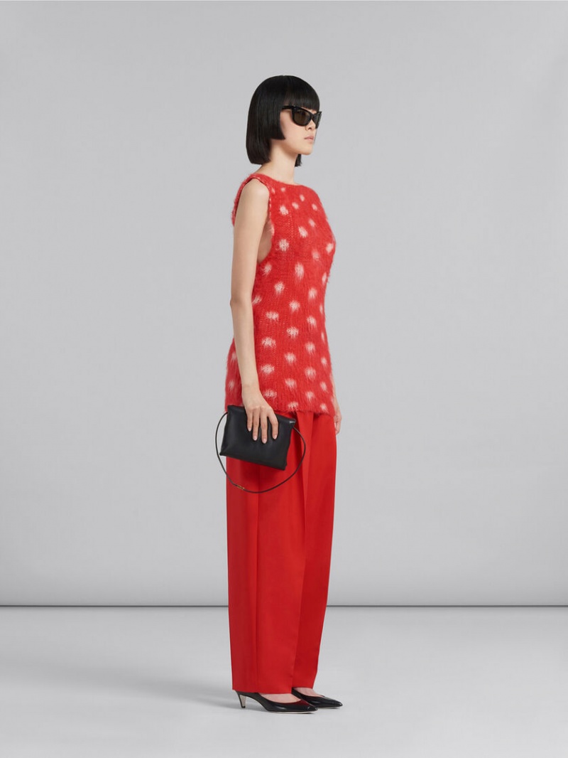 Marni Mohair Mouwloos Jumper With Polka Dots Rood | BEIIZ58294