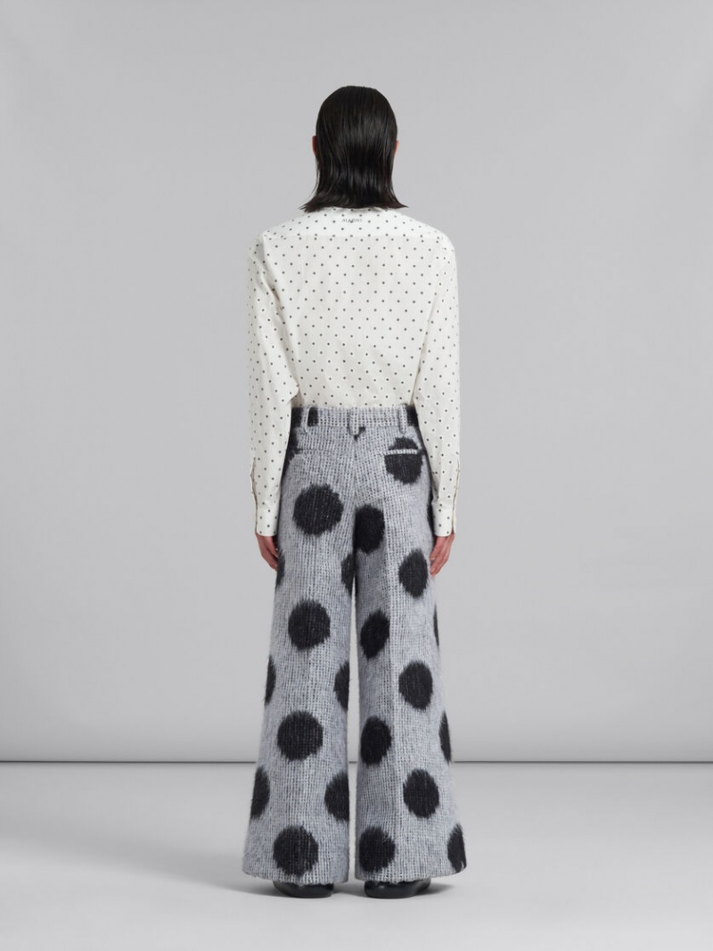 Marni Mohair Trousers With Maxi Polka Dots Wit | UBEND56547