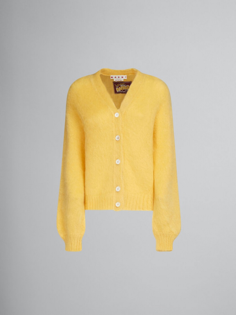 Marni Mohair V-neck Cardigan Geel | BEDFL37804