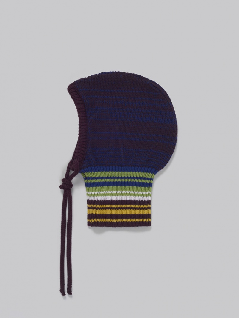 Marni Mouliné Balaclava With Gestreept Neck Blauw | BEJBT43275