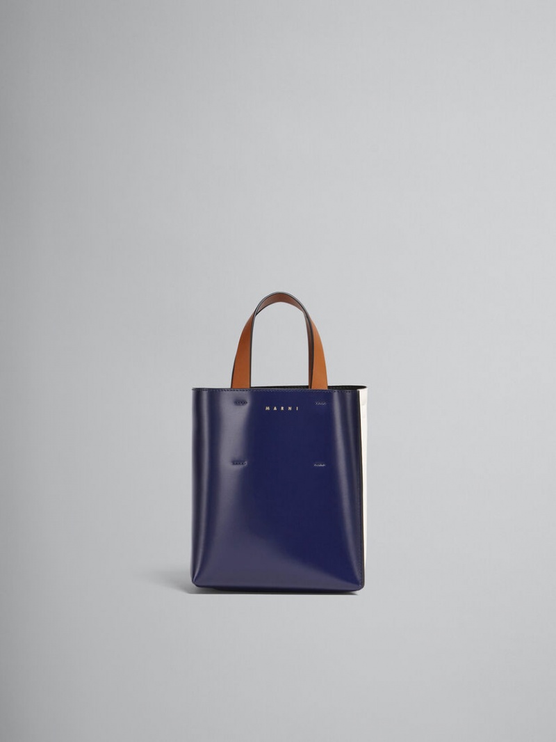 Marni Museo Mini Bag Leren Blauw Wit | FBEHY54265