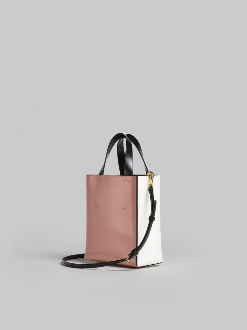 Marni Museo Mini Bag Leren Roze Wit Zwart | DBEVO82599