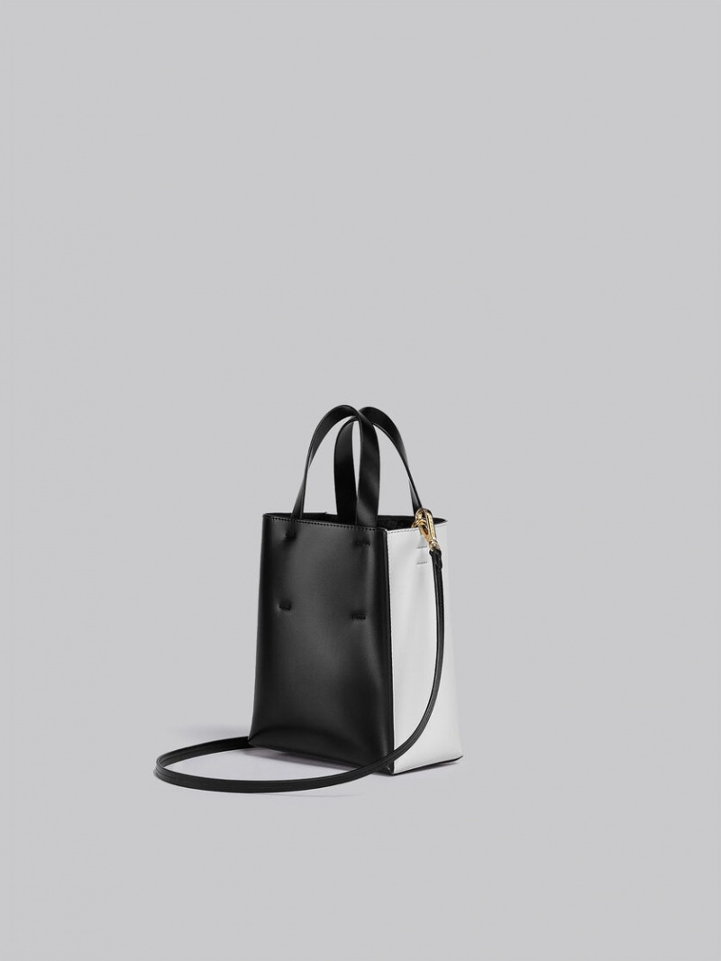 Marni Museo Mini Bag Leren Wit Zwart | UBEND99340