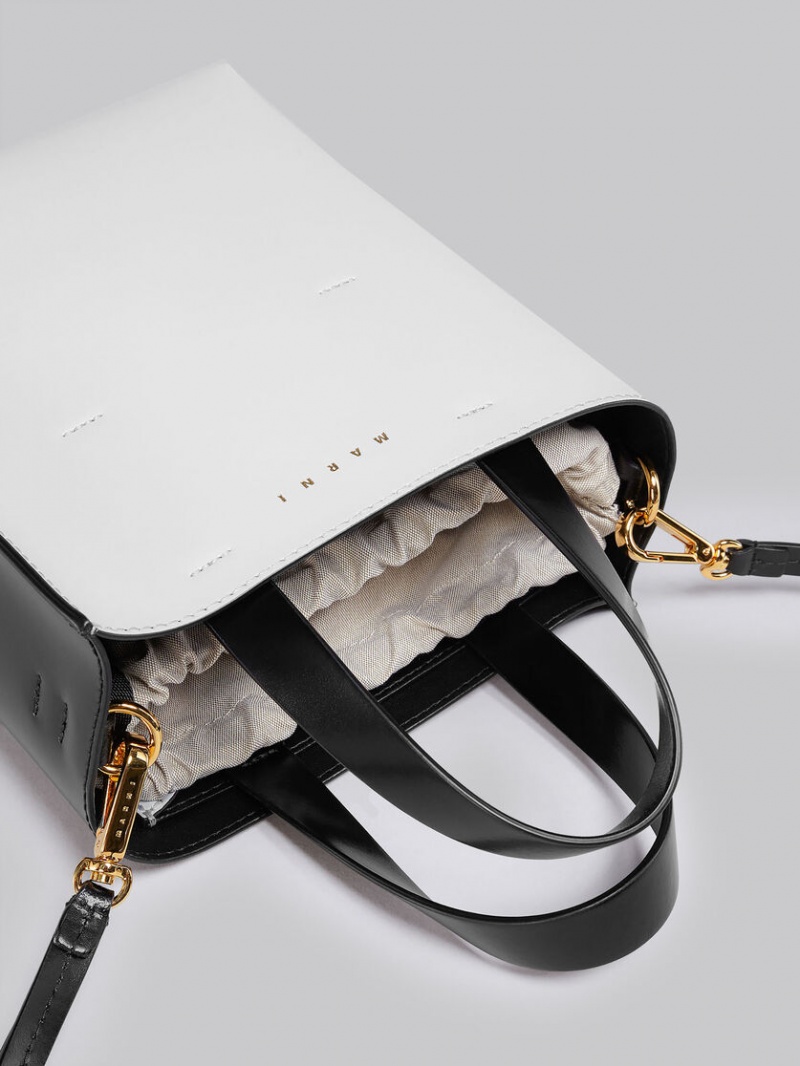 Marni Museo Mini Bag Leren Wit Zwart | UBEND99340