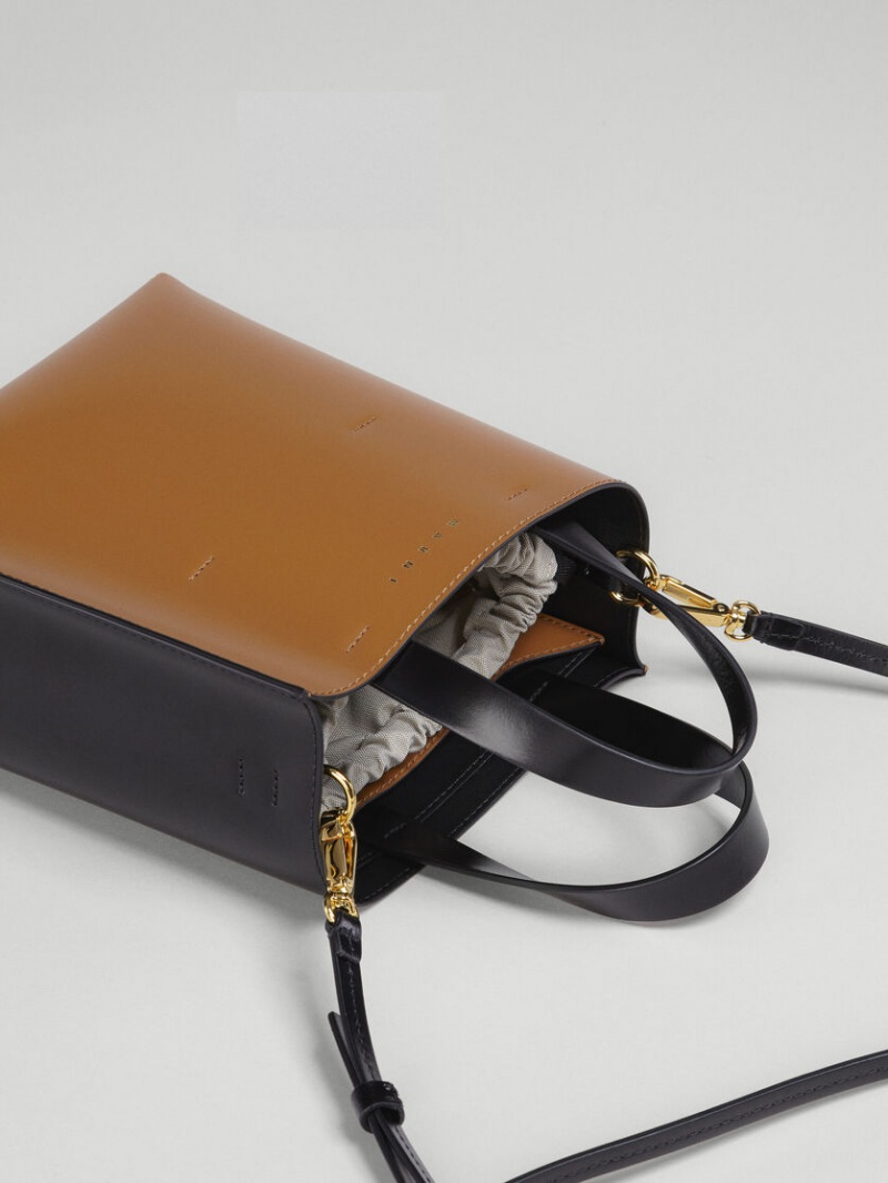 Marni Museo Mini Bag Leren Zwart Bruin | DBEKV99187