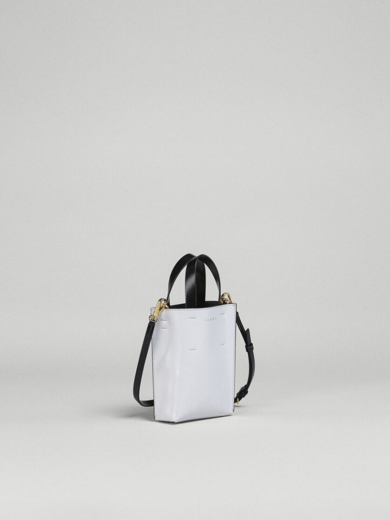 Marni Museo Nano Bag Leren Wit Zwart | BBESD24663