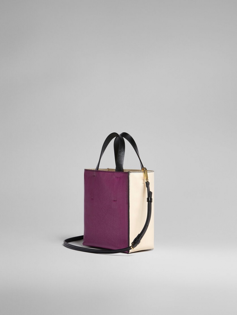 Marni Museo Soft Mini Bag Leren Wit Paars | TBEPQ45611