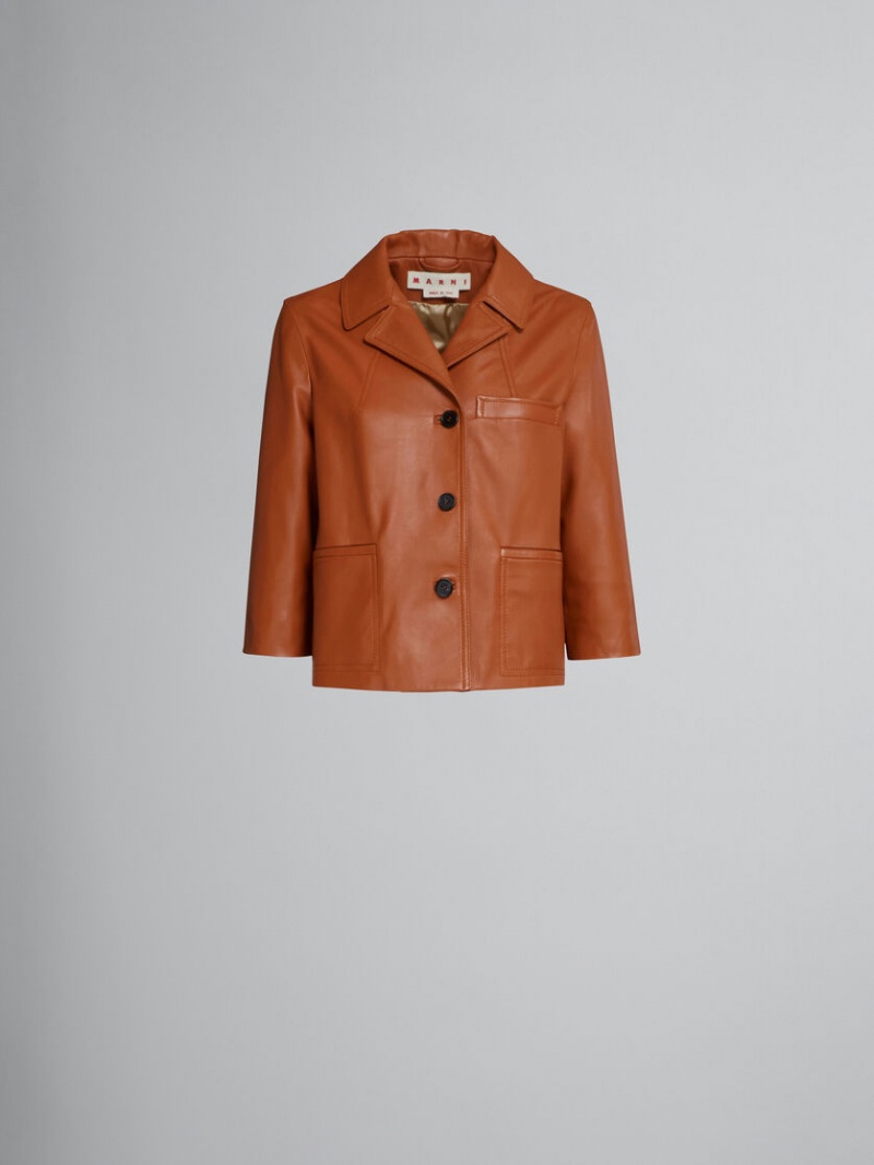 Marni Nappa Leren Jacket Bruin | BBESO26809