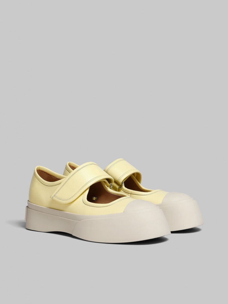 Marni Nappa Leren Mary Jane Sneaker Lichtgeel | BECVG74774