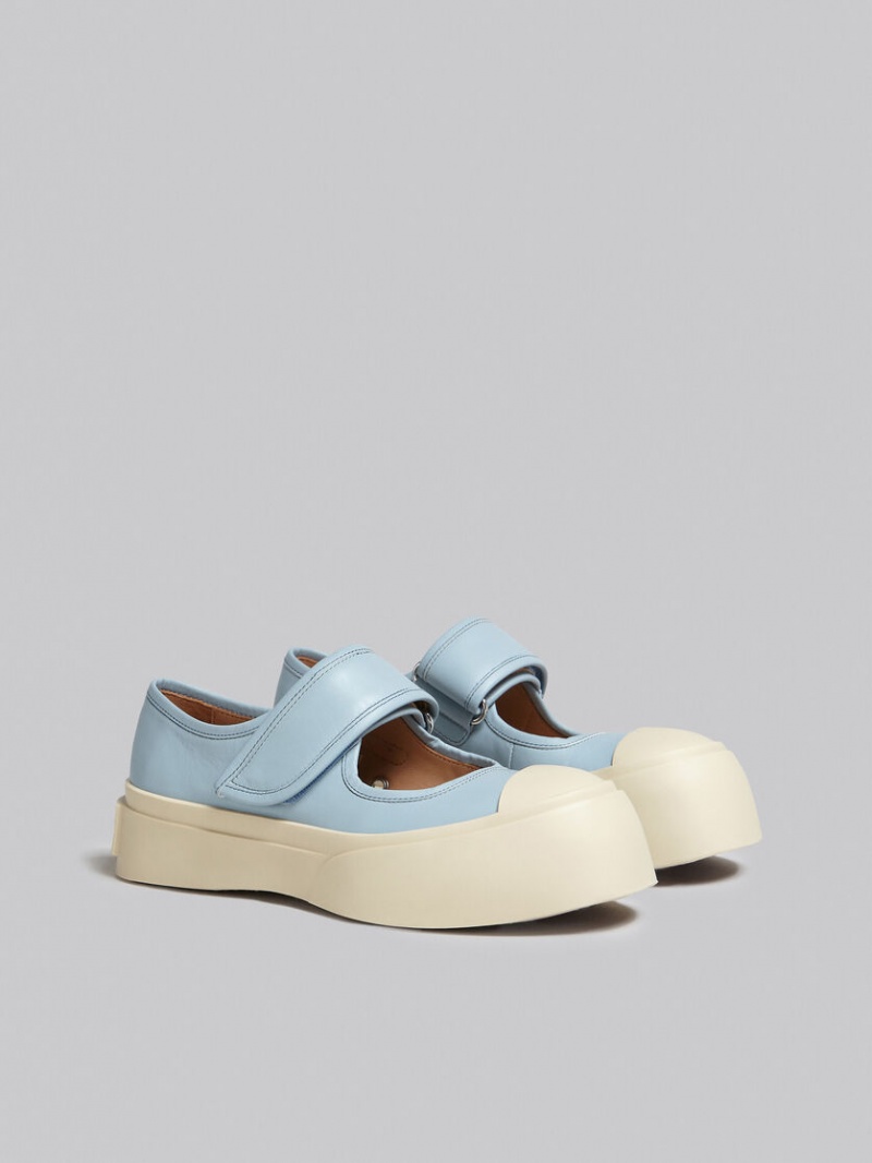 Marni Nappa Leren Mary Jane Sneaker Lichtblauw | GBEEC39021