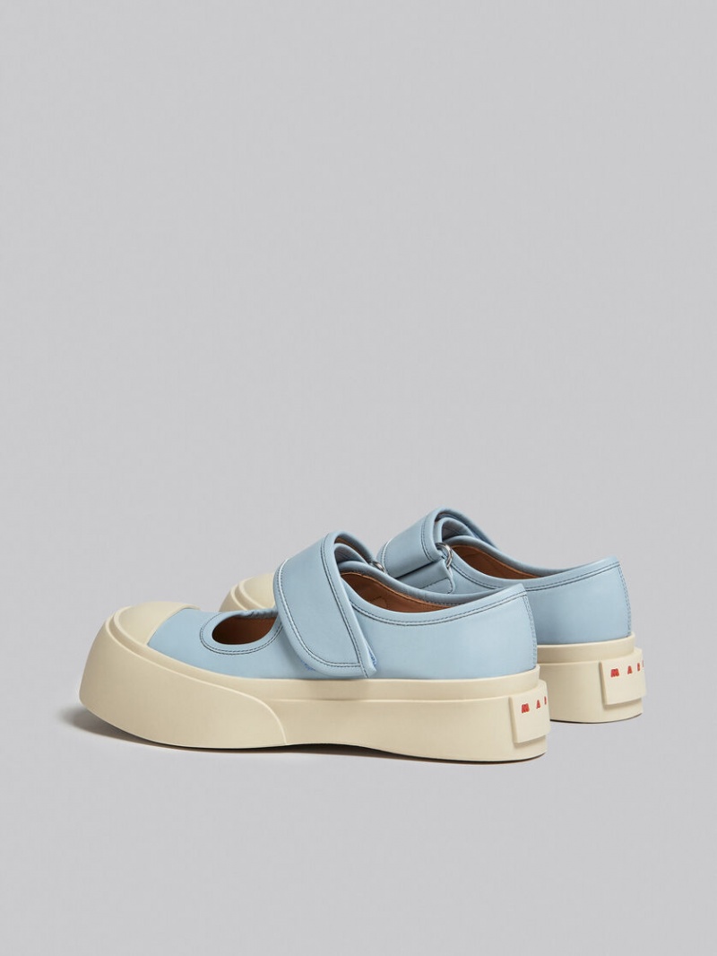 Marni Nappa Leren Mary Jane Sneaker Lichtblauw | GBEEC39021