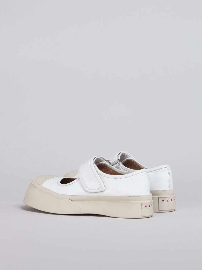 Marni Nappa Leren Mary Jane Sneaker Wit | LBETR16711