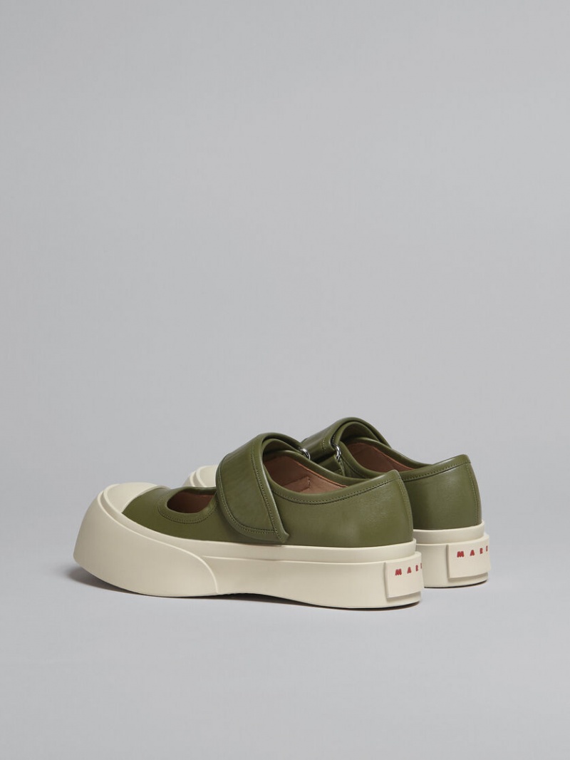 Marni Nappa Leren Pablo Mary-jane Sneaker Groen | ABEDF42696