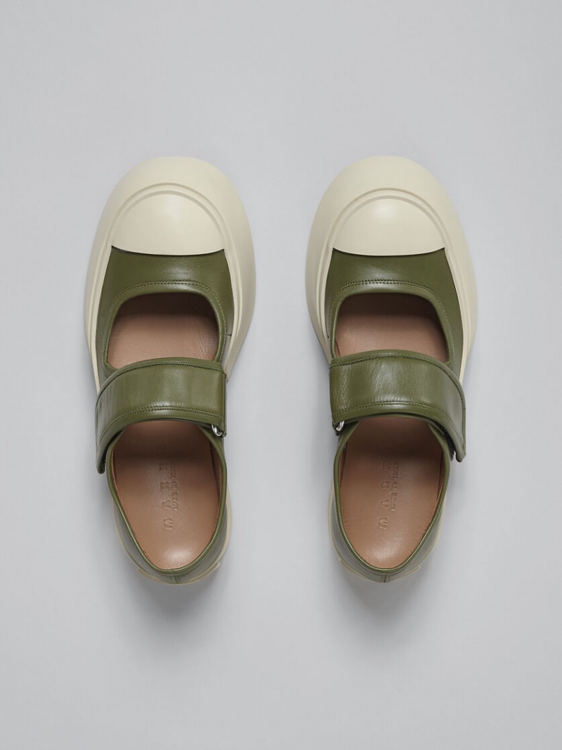 Marni Nappa Leren Pablo Mary-jane Sneaker Groen | ABEDF42696