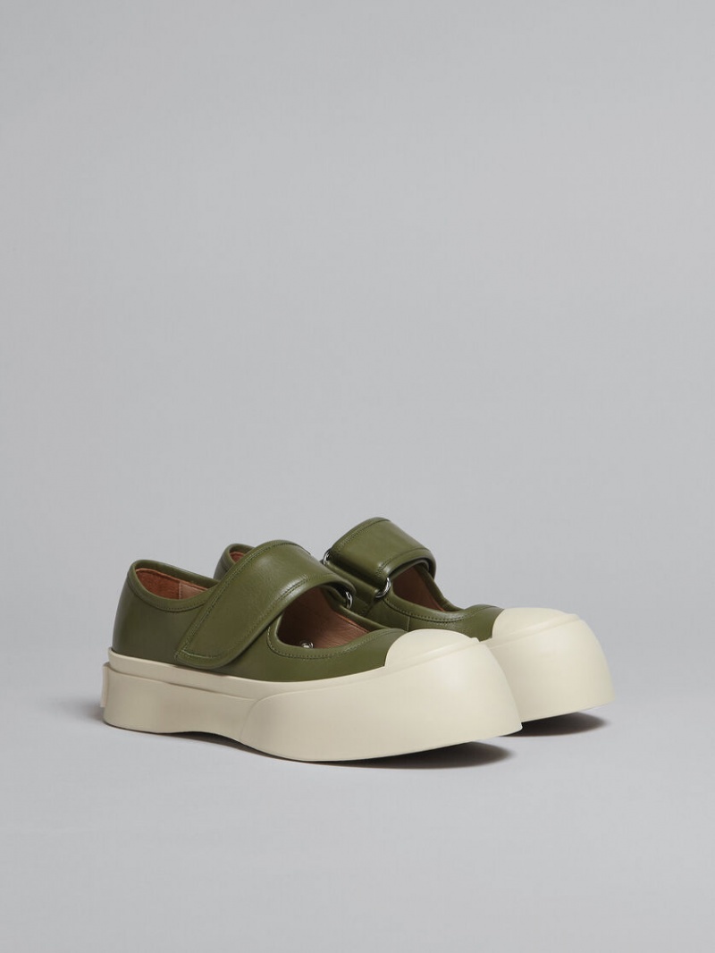 Marni Nappa Leren Pablo Mary-jane Sneaker Groen | BEZDE55378