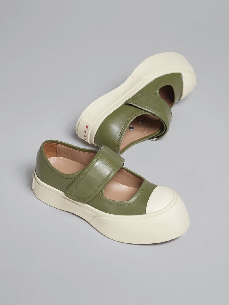 Marni Nappa Leren Pablo Mary-jane Sneaker Groen | BEZDE55378