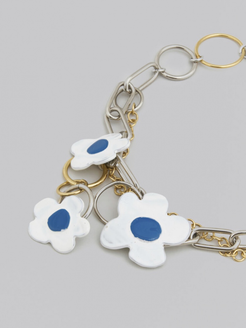 Marni Necklace With Flowers Wit | ABEWC41015