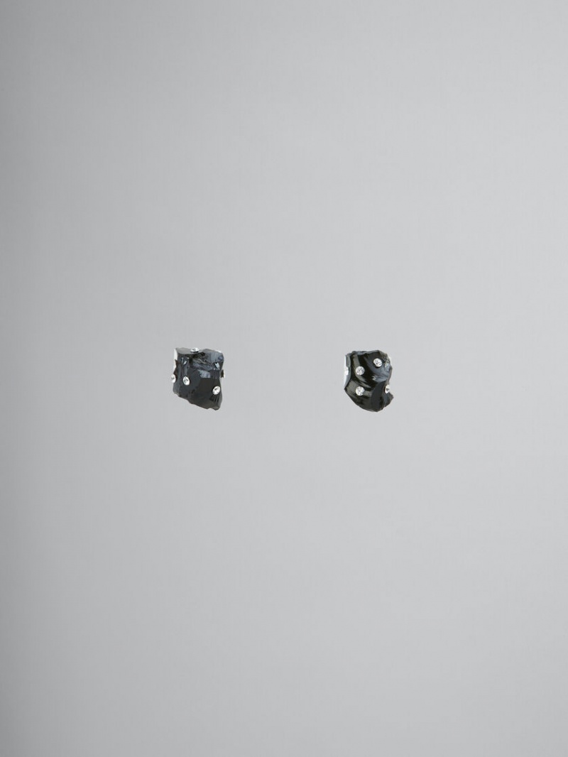 Marni Obsidian Stud With Rhinestone Polka Dots Zwart Obsidian | LBESX81164