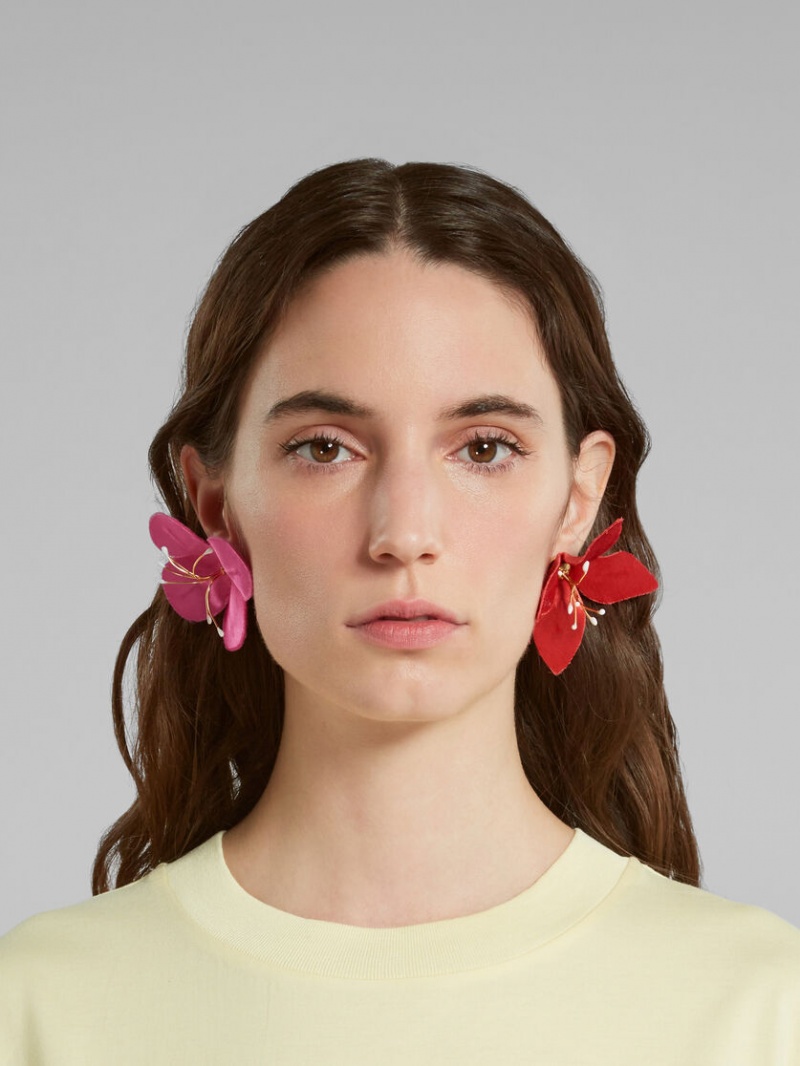 Marni Oversized Fabric Flower Stud Bloemen | ABEDF67723