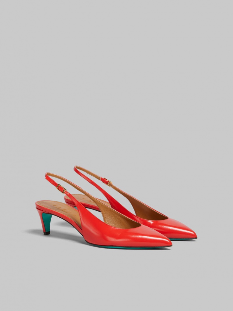 Marni Palmellato Leren Rhythm Slingback Rood | BEJVR11899