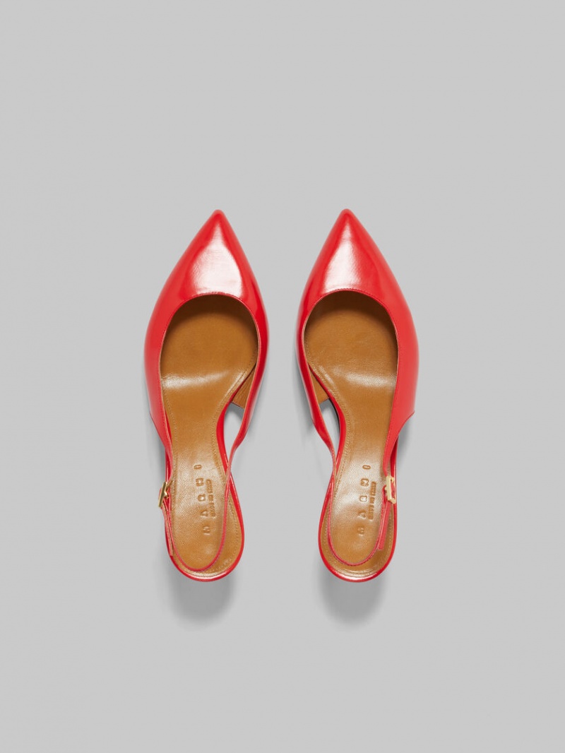 Marni Palmellato Leren Rhythm Slingback Rood | BEJVR11899