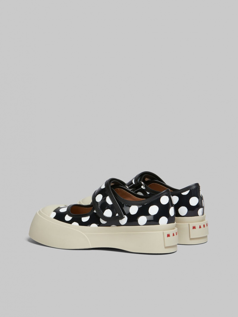 Marni Polka-dot Lak Leren Pablo Mary Jane Zwart Wit | PBEQX21542