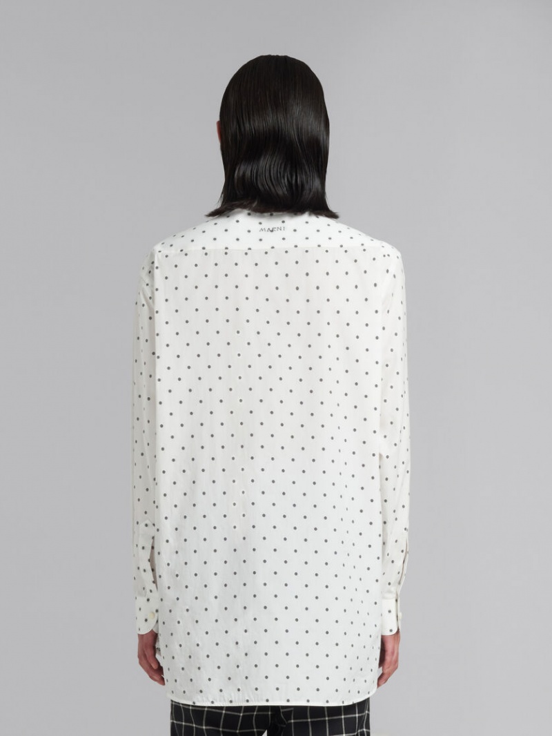 Marni Poplin Long-sleeved Shirt With Polka Dots Wit | ZBEMJ47496