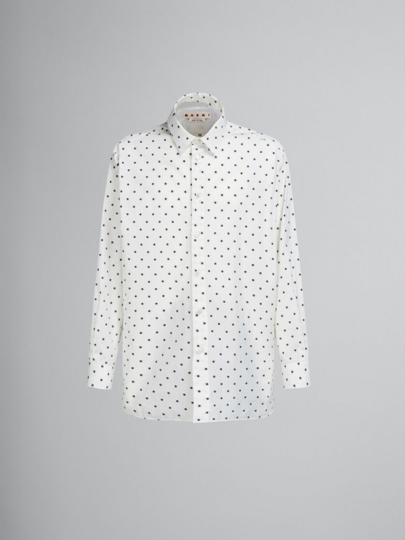 Marni Poplin Long-sleeved Shirt With Polka Dots Wit | ZBEMJ47496