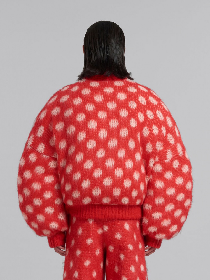 Marni Puffy Mohair Jumper With Polka Dots Rood | FBEHY34036