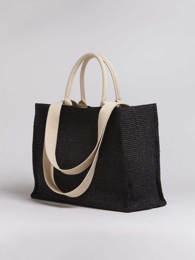 Marni Raffia Shopping Bag Zwart | SBENY60235